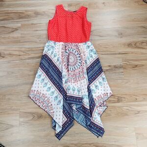 🩵Lilt Coral Lace Asymmetric Hem Sleeveless Dress Juniors 16